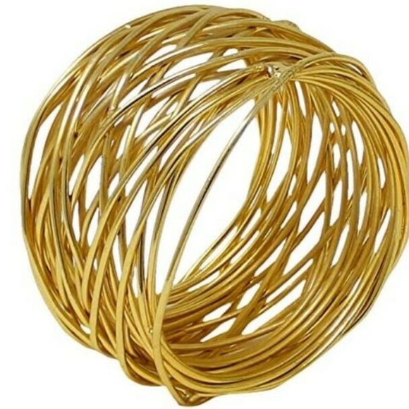 55 Gold Brass Round Mesh Napkin Rings - Picture 2 of 5